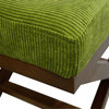 Upholstered X-Leg Ottoman, Olive Green