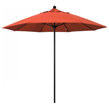 9' Patio Umbrella Black Pole Fiberglass Rib Push Lift Olefin, Sunset