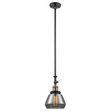 Fulton 1-Light LED Mini Pendant, Black Antique Brass, Glass: Plated Smoked