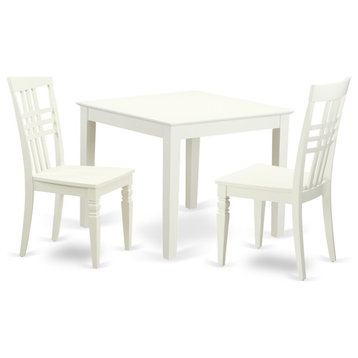 3 Pc Kitchen Table And 2 Wood Dining Chairs In Linen White