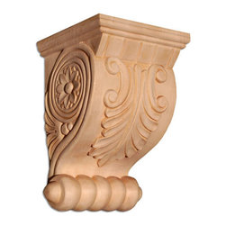Inviting Home Inc. - Acanthus Small Wood Bracket, Cherry - Corbels