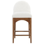 Meridian Furniture - Waldorf Chenille Upholstered Stool, Black, Chenille, Natural Finish, Cream, Boucle Fabric, Walnut Finish - The Waldorf Boucle Fabric Counter Stool exudes elegance and comfort. Crafted with solid ash wood, this stool boasts a sturdy and durable construction. The walnut-finished legs provide a warm and welcoming touch to the overall design. The plush cream boucle fabric on the seat and backrest of the stool offers a soft and cozy seating experience, making it an ideal choice for long dinner conversations with family and friends.