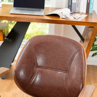 38"H Russet PU Leather Adjustable Swivel Desk Chair/Task Chair