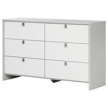 South Shore Cookie 6-Drawer Double Dresser, Soft Gray And Pure White