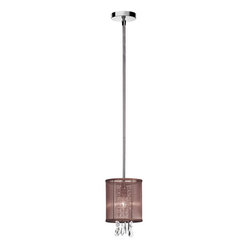 Shaded 1 Light 6" Crystal Mini Pendant or Ceiling Mount Fixture with Chocolate B - Flush-mount Ceiling Lighting