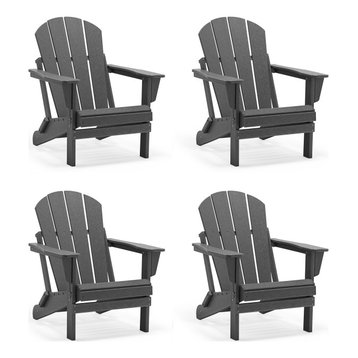 WestinTrends 4PCS Outdoor Patio Furniture Folding Adirondack Chairs, Gray