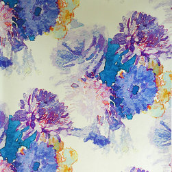 BEARDWOOD &ndash; VIOLET/PURPLE FLORAL ON SILVER Pattern Number: 2016-102-08 - Wallpaper