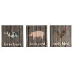 Boston Warehouse - Canvas Art, Farm Animals, Set of 3, 12x12 - Express your individual style and lift your spirits with this set of 3 Farm Animals Canvas Art . This whimsical art is wrapped on canvas with real wood 1.5 stretcher bars. A stylish and fun addition to your personal decor, this art offers a classic design and on-trend piece to enjoy through the years. Each canvas measures 12x12 inches with mounting hardware included for your convenience. For you by Boston Warehouse- creative ideas for home and life!