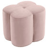 Clover Velvet Upholstered Ottoman, Pink, 19" W x 17" D