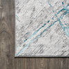 Slant Modern Abstract Area Rug, Gray/Turquoise, 2'x8'