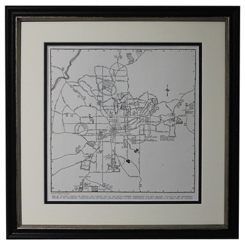 Vintage Atlanta City Map, Framed Original Atlanta, GA Map- Authentic 1940s