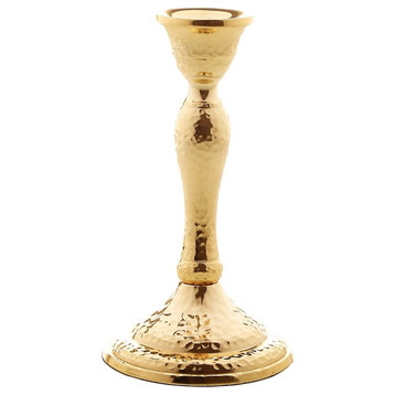 Classic Touch Gold Candlestick, 6.5"H