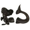 Rust Brown Resin Swimming Mermaid Top and Tail Half Decorative Bookend Set
