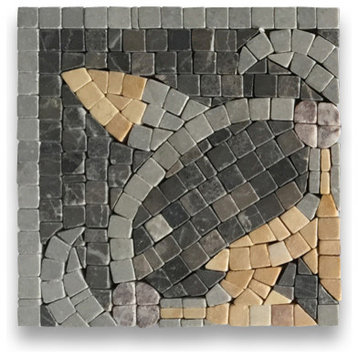 Marble Mosaic Border Decorative Tile Wintersweet Gold 5.5x5.5 Tumbled, 1 piece