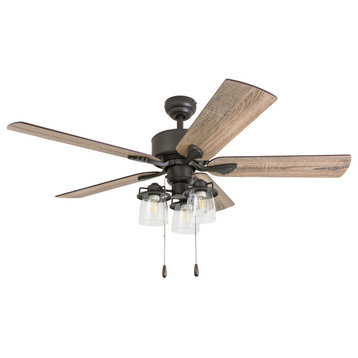 Prominence Home River Run Farmhouse Ceiling Fan with Light, 52 Inch, Bronze