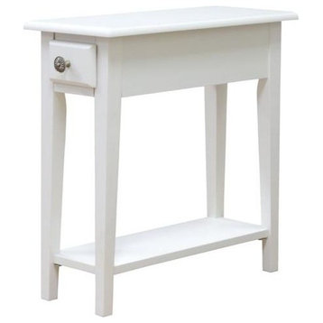 Chair Side Table with Storage, Queen, White