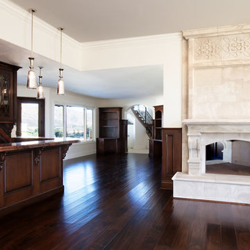 White Italian Villa in Westlake, CA.  All white marbles, dark stained floors and