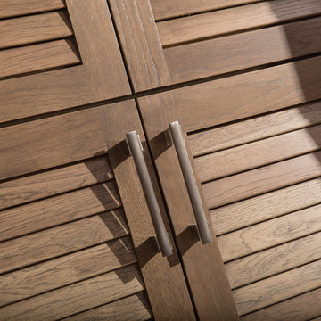 Handsome Hickory Homestead Bath - Louvered Cabinet Doors