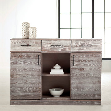 60" 2-Door Oak Credenza in Cafe Oak Finish
