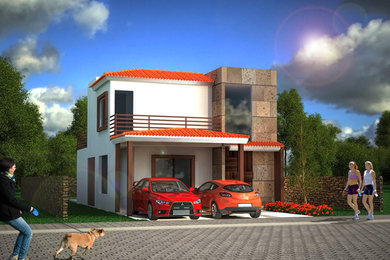 Inspiration for a mid-sized southwestern home design remodel in Other