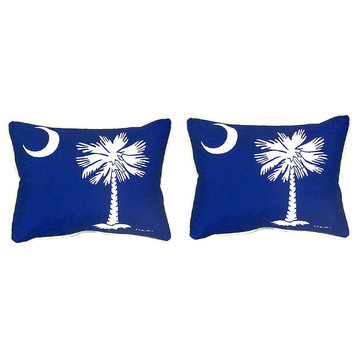 Pair of Betsy Drake Palmetto Moon Small Pillows 11 Inch X 14 Inch