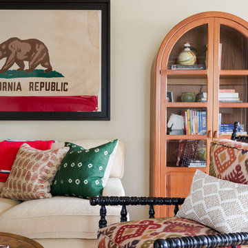 Manhattan Beach Bungalow Fun and Colorful Living Room