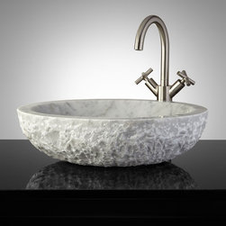 OVAL CHISELED MARBLE VESSEL SINK - Products