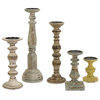 Kanan Wood Candleholders In Distressed Finishes Set of Five