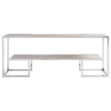 Universal Furniture Wood Console Table with Metal Base in Beige Finish