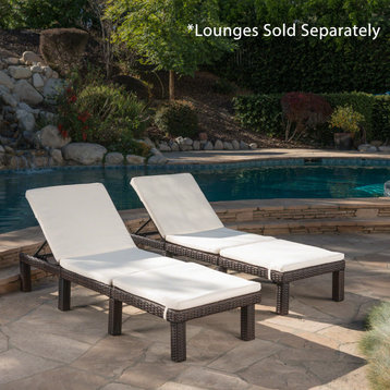 GDF Studio Laraine Outdoor Water Resistant Chaise Lounge Cushion, Cream, Set of 2