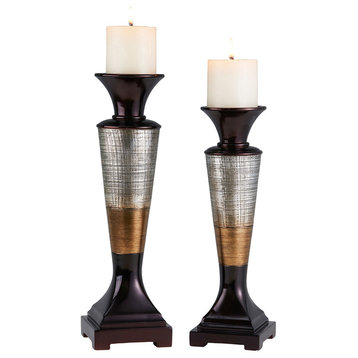 14" and 16" Tall Polyresin "Naomi" Candleholder, Egyptian Style, Set of 2