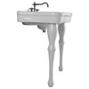 White Console Bathroom Sink Wall Mount 32.5" W with Overflow and Faucet Holes