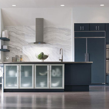 Blue Painted Kitchen Cabinets