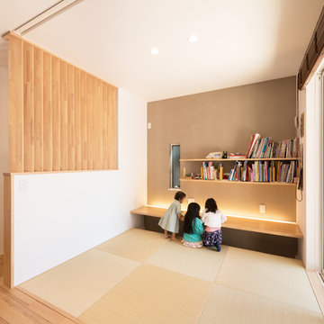 キッチンから見える子供達の勉強スペース
