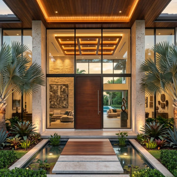 Architectural Pivot Entry with Hurricane Protection
