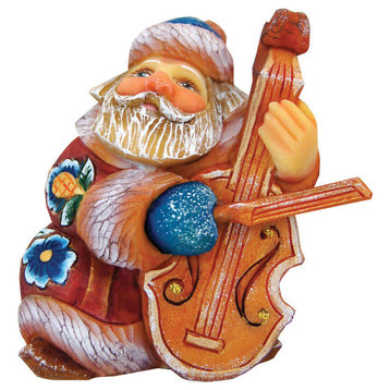 Hand Painted Mini Cello Santa Figurine