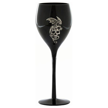 Dragon On Skull Wine Glass, Myth and Legend, Glass and Pure Tin