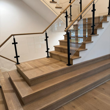 Project #132 | White Oak Staircase with Glass Balustrade