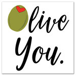 DDCG - Olive You Martini Canvas Wall Art, 16"x16" - Add a little humor to your walls with the Olive You Martini Canvas Wall Art. This premium gallery wrapped canvas features a heart pitted olive with script that reads "Olive You". The wall art is printed on professional grade tightly woven canvas with a durable construction, finished backing, and is built ready to hang. The result is a funny piece of wall art that is perfect for your bar, kitchen, gallery wall or above your bar cart. This piece makes a great gift for any martini drinker or pun enthusiast.