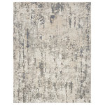 Nourison - Nourison Quarry 5'3" x 7'3" Ivory Blue Grey Modern Indoor Rug - Invite movement and depth to your space with this blue grey and ivory abstract rug from the Quarry Collection. Pools of neutral colors tie together the various elements of your room without being overpowering, while the low-profile construction lays flat quickly and does not shed. Made from a softly textured blend of polypropylene and polyester yarns designed to hide dirt and the regular wear of family life. Choose from a variety of sizes to decorate any space including the living room, hallway, entryway, dining room, and kitchen.