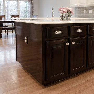 Kitchen total makeover with cabinet refinishing & coffered ceiling