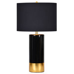 Renwil - The Tuxedo Table Lamp 29x16x16 - This black and gold contemporary table lamp brings a touch of Hollywood glamour to any interior. A solid black round shade is lined in gold, reflecting the colors in the base.