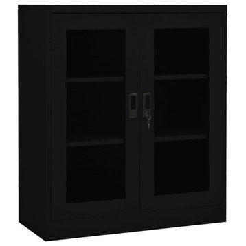 vidaXL Office Cabinet Storage Cabinet Home Office Display Cabinet Black Steel