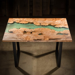Blue Water Resin Live Edge High Top Table - Kitchen Islands And Kitchen Carts