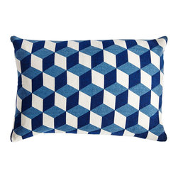 BLUE CUBE PILLOW COVER &ndash; RECTANGLE - NEW - Decorative Pillows