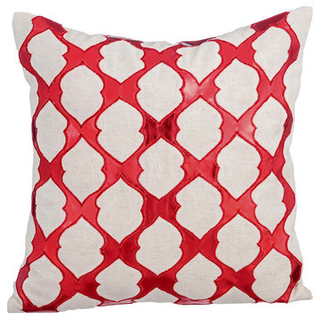 Red Decorative Pillow Covers 18"x18" Faux Leather, All Time Red