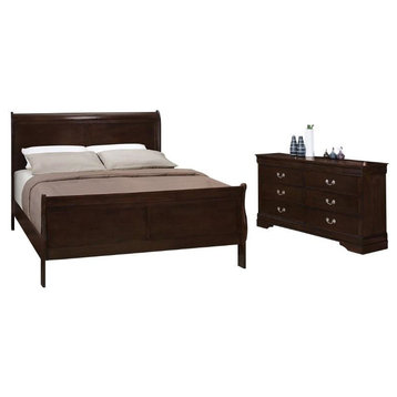 Coaster Louis Philippe 2PC Set with Full Bed and Dresser in Brown
