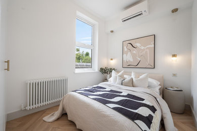 Design ideas for a contemporary bedroom in London.