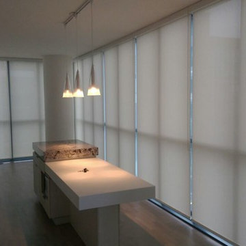 Light filtering roller shades in a Bloor Street condo