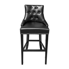 ARTEFAC - Tufted Leather Stool, Black, Counter Seat - Bar Stools and Counter Stools
